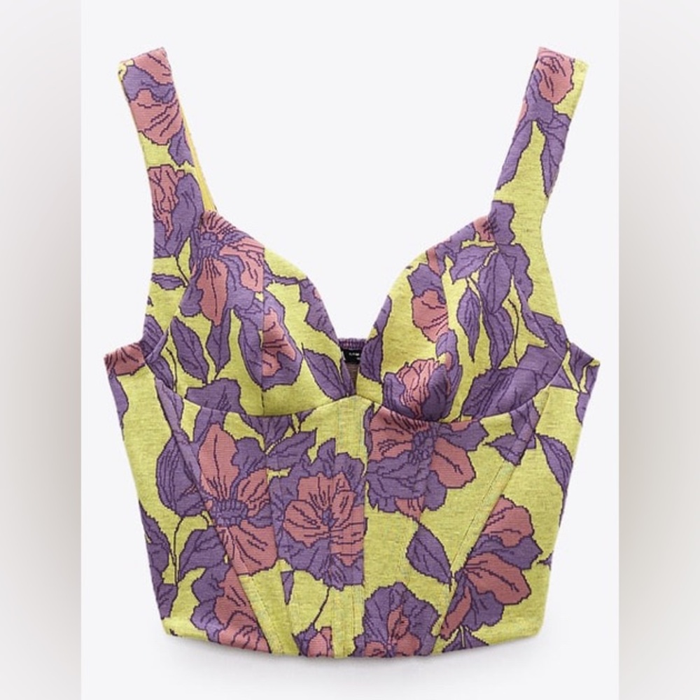 Zara Floral Jacquard Top